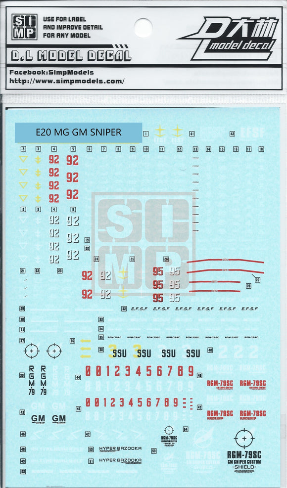 MG GM Sniper Water Slide Decal